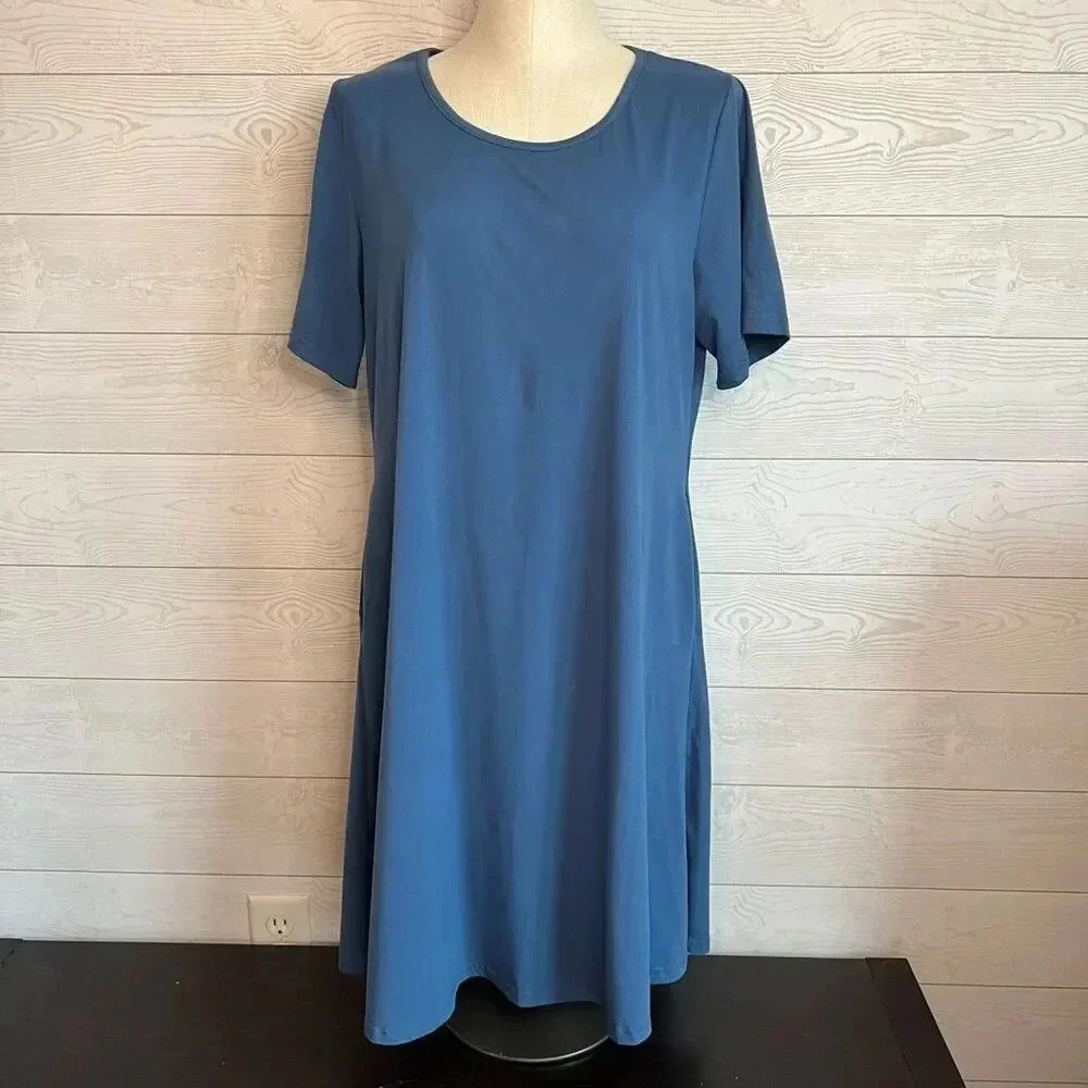 Cherfly blue/green short sleeve T-shirt dress Size large